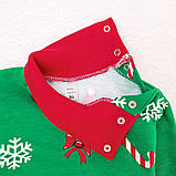 Теплий святковий боді-гольф для дітей Festive Reindeer зріст 98 см (2 - 3 роки) Malena Зелений з принтом, фото 3