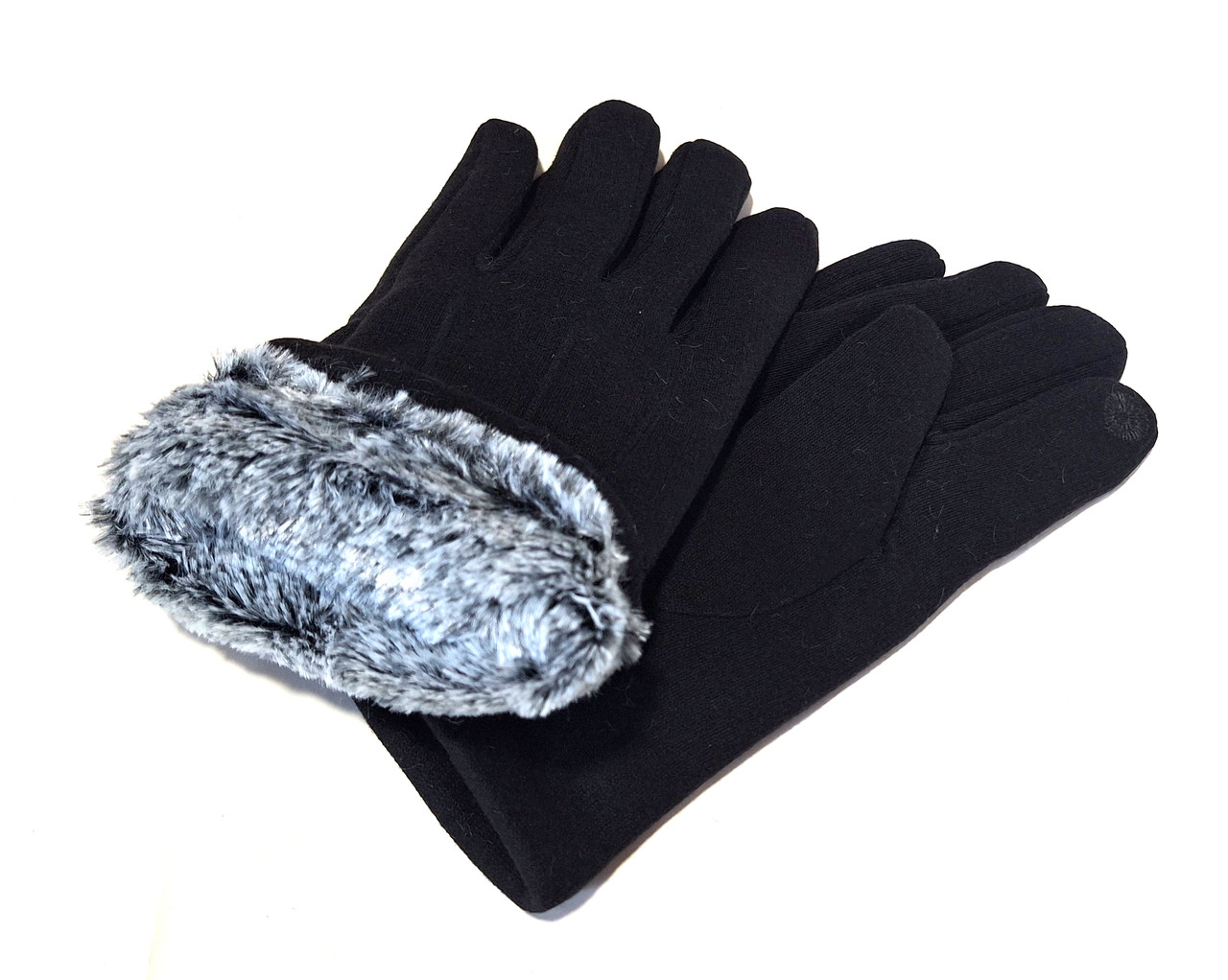 Перчатки мужские сенсорные Атмосфера (11) трикотаж/кролик Черные ...