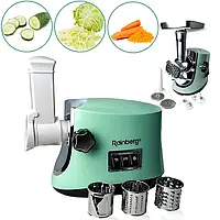 Електрична м'ясорубка з можливістю шатківниці 3800w rainberg, електром'ясорубка з насадками для овочів