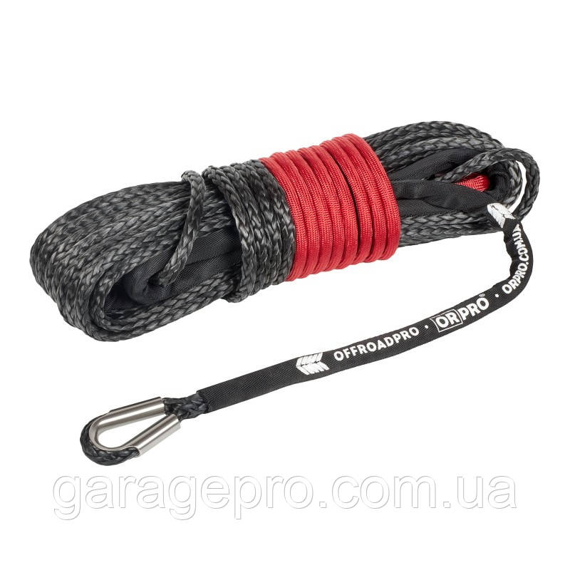 Синтетичний трос ORPRO Dyneema для лебідки 30м 10мм (чорний, без гака)