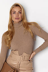 Жіноча в'язана водолазка в рубчик — кавовий колір, ONE SIZE (є розміри)