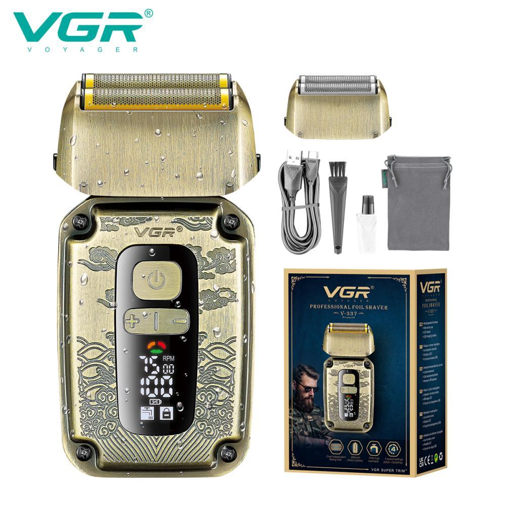 Електробритва VGR V-337 шейвер, подвійне лезо, 2 насадки, триммер, LED display
