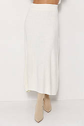 Мідіспідниця в широкий рубчик — молочний колір, ONE SIZE (є розміри)