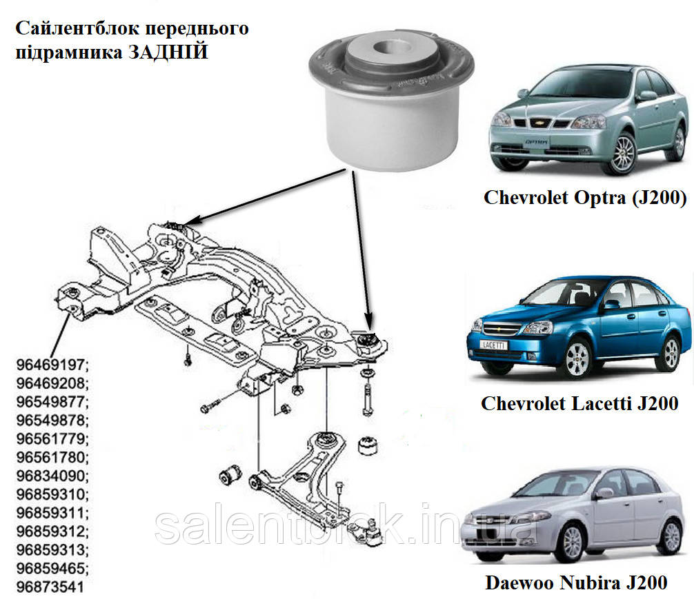 Сайлентблок підрамника Chevrolet Lacetti (J200)   + Nubira (J200)   + Optra (J200)
