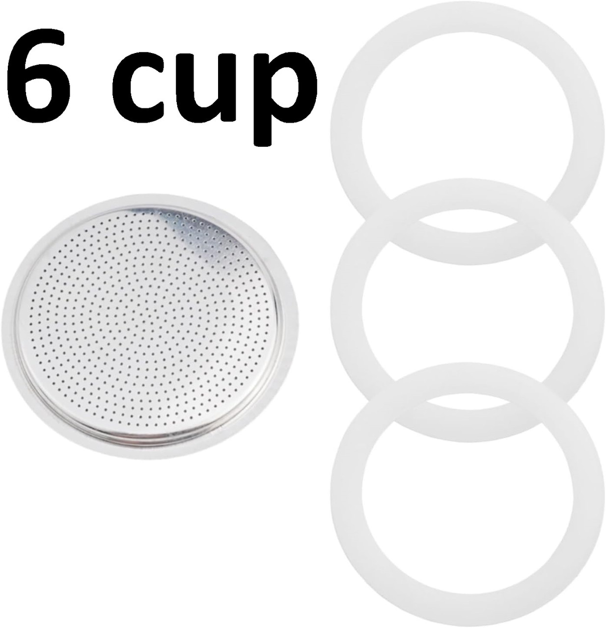 Комплект для Гейзерної кавоварки 6 cup, 3 ущільнювачі + фільтр, фото 1