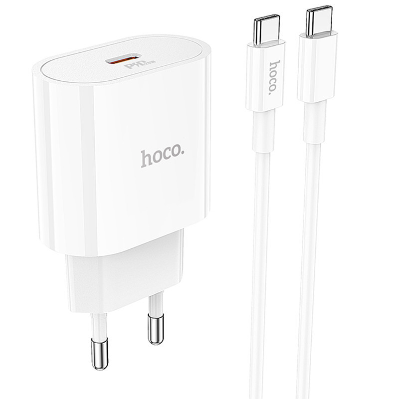 МЗП Hoco C94A Metro PD20W (1USB-C) + кабель Type-C to Type-C White, фото 1