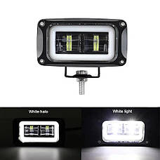 Світлодіодна LED лед фара ближнє світло (2 лінзи+ДХО) прямокутна, додаткова, чітка межа світла, фото 4