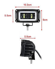 Світлодіодна LED лед фара ближнє світло (2 лінзи+ДХО) прямокутна, додаткова, чітка межа світла, фото 5