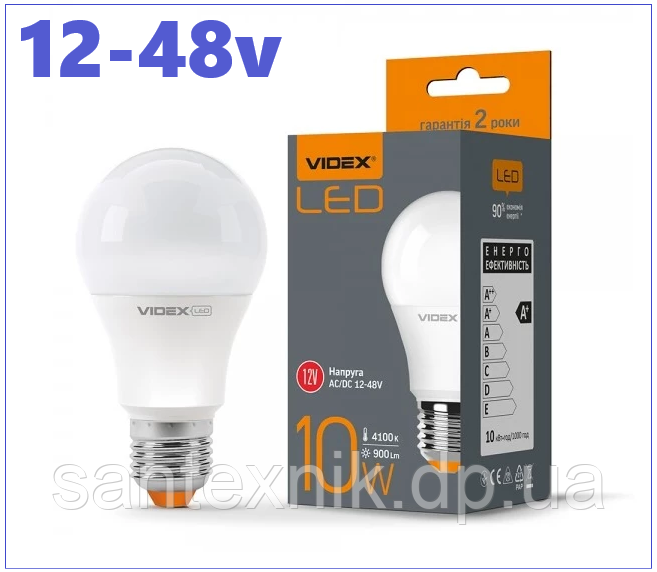 Лампа світлодіодна Videx A60Е 10W E27 4100 K 12-48V (VL-A60e12V-10274), фото 1