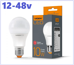 Лампа світлодіодна Videx A60Е 10W E27 4100 K 12-48V (VL-A60e12V-10274)