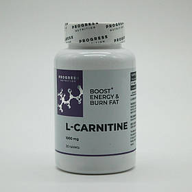 Л-карнітин, L-carnitine, Progress Nutrition, 1000 mg, 30 таблеток