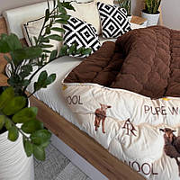 Хутряна ковдра двоспальний розмір 175х215 на холофайбері тканина - мікрофібра Колір - шоколадний