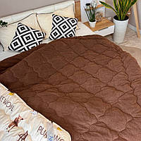 Хутряна ковдра євро розмір 195х215 на холофайбері тканина - мікрофібра Колір - шоколадний