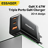 Зарядний пристрій Essager 65W GaN Charger Адаптер PD QC 4.0 3.0 Type C швидка зарядка Xiaomi Samsung Iphone, фото 8