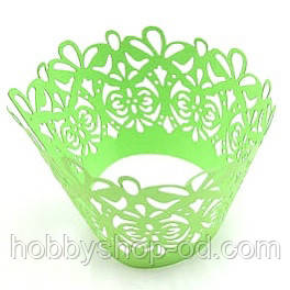 Ажурна накладка для декору кексів, мафінів, капкейків, зелений, фото 1
