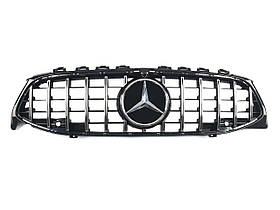 Решітка радіатора на Mercedes CLA-Class C118 2019-2021 рік GT Panamericana (Чорна з вертикальними хром смугами)