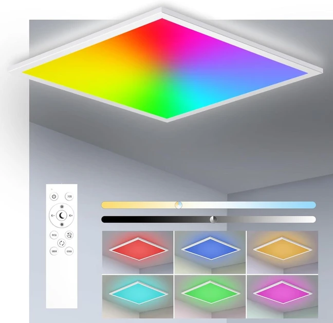 Світильник Oraymin RGB LED, диммер з пультом, 28 Вт, 3100 Лм, RGB, 3000-6500 K, 45 х 45 см, фото 1