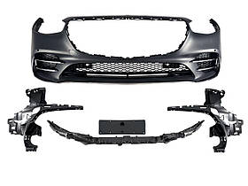 Передній бампер на Mercedes S-Class W223 2020-2023 року ( стиль AMG line без решітки радіатора)