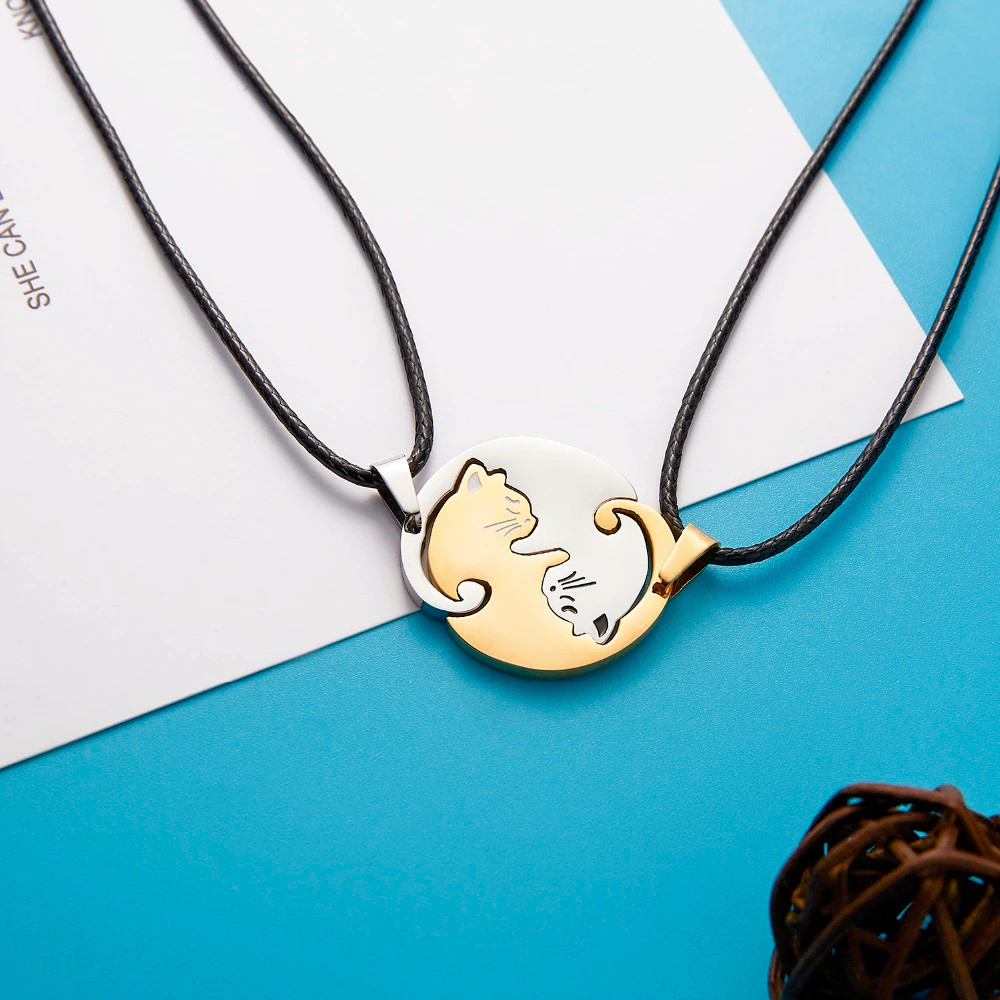 Парні кулони на шнурку Коти Золото та Срібло, фото 1