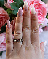 Тренд  жіноче кільце ланцюг стильне кільце, колір срібло,розмір регулюється