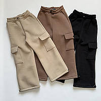 Теплі штани палаццо з кишенями для дівчинки Смайл Тайм SmileTime Чорний, 128