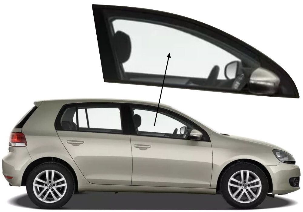 Бічне скло Volkswagen Golf VI 2008-2012 передніх дверей праве, фото 1