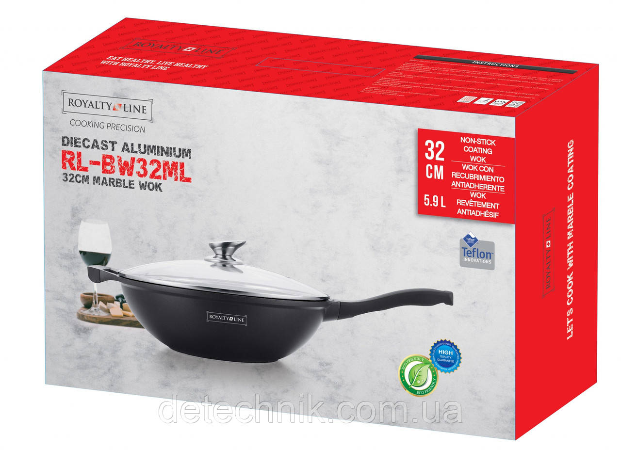 Мармуровий вок зі скляною кришкою Royalty Line RL-BW32M