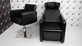 Комплект перукарських меблів Polo Lux меблі для салонів краси мийка перукарська та крісло на квадратній хромованій базі