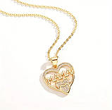 Кулон Мама в серці на ланцюжку, колір золото, фото 4