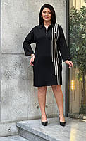 Платье большого размера чорное трикотажное до колена Жіноча сукня нарядна великих і малих розмірів,Туречина