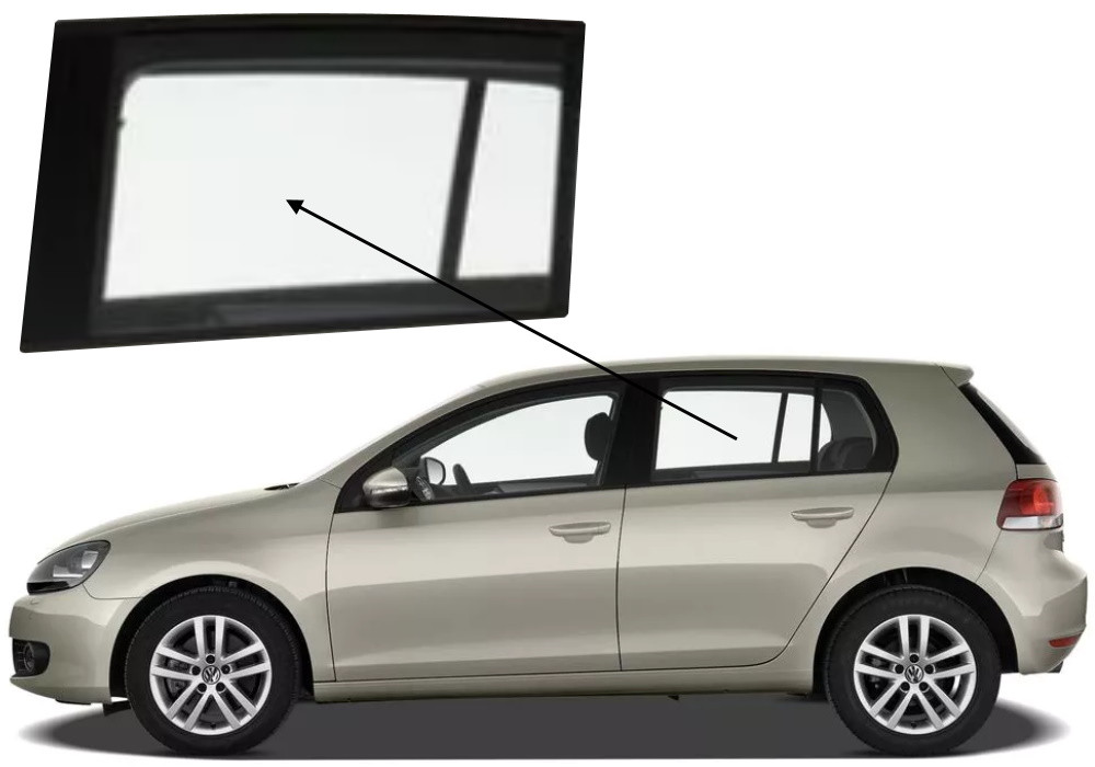 Бічне скло Volkswagen Golf VI 2008-2012 задніх дверей ліве, фото 1