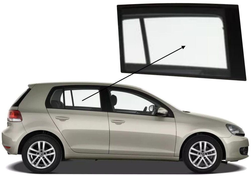 Бічне скло Volkswagen Golf VI 2008-2012 задніх дверей праве, фото 1