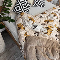 Хутряна ковдра полуторний розмір 155х210 на холофайбері тканина - мікрофібра Колір - Капучино