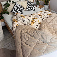 Хутряна ковдра двоспальний розмір 175х215 на холофайбері тканина - мікрофібра Колір - капучино