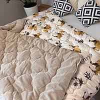 Хутряна ковдра євро розмір 195х215 на холофайбері тканина - мікрофібра Колір - Капучино