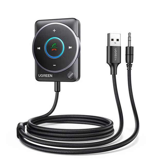 Адаптер Bluetooth 5.4 автомобільний UGREEN CM723 AUX ресивер (приймач) з мікрофоном Black