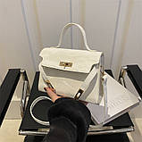 Жіноча сумка 8010 крос-боді бархатна велюрова замшева на ремінці біла молочна, фото 3