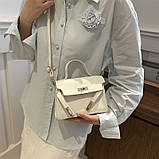Жіноча сумка 8010 крос-боді бархатна велюрова замшева на ремінці біла молочна, фото 8