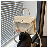 Жіноча сумка 8010 крос-боді бархатна велюрова замшева на ремінці біла молочна, фото 2