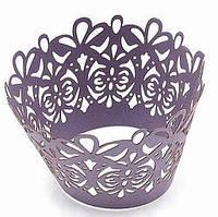 Ажурна накладка для декору кексів, мафінів, капкейків, фіолетовий