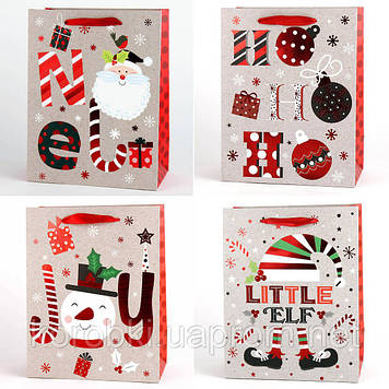 Подарунковий пакет новорічний 32*26*12 см