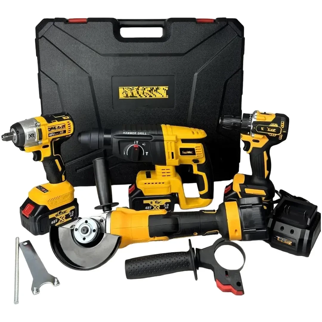 Набір акумуляторного інструменту 4в1 36V/6A (перфоратор, шурупокрут, гайковерт, болгарка). 4 АКБ