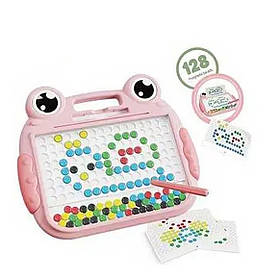 Мозаїка магнітна рожева 128 магнітних елементів карточки із завданнями магнітний стилус серветка, в кор 26*3*30.5см (ME 138)