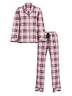 Фланелева Піжама Victoria's Secret Flannel Long Pajama Set, Рожева в клітку, фото 3
