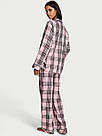 Фланелева Піжама Victoria's Secret Flannel Long Pajama Set, Рожева в клітку, фото 4