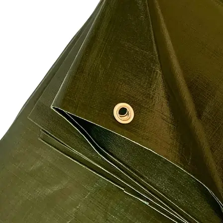 Тент 4х6м 200г темно-зелений посиленний Agreen з люверсами кільцями, фото 1