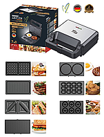 Многофункциональный мультимейкер 7в1 со сменными насадками, универсальный гриль мультипекарь вафельница PPL