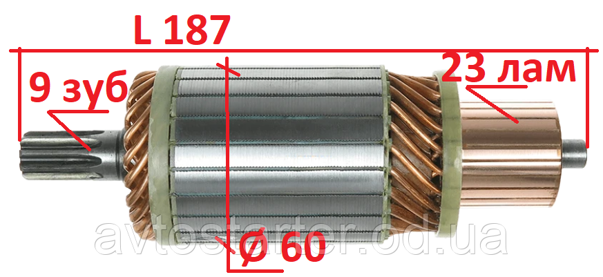 Якорь стартера (ротор) TOYOTA CROWN, HIACE, HILUX, LAND CRUISER, TACOMA, фото 1