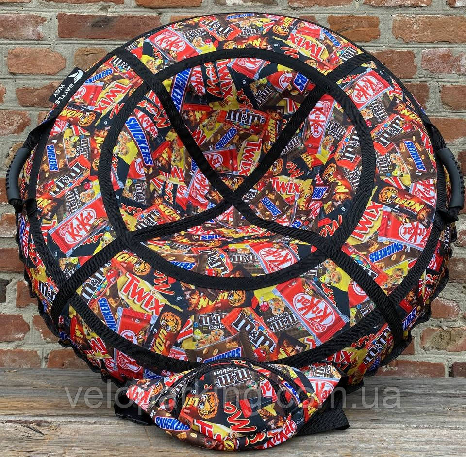 Тюбінг (варушка) 100 см, надувні санки дитячі Шоколадки, підлітковий, з камерою, крижаність пВХ кольоровий