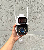 Уличная Wi-FI Камера видеонаблюдения 8MP 4K PTZ IP ICSEE наружная с двумя объективами BVS